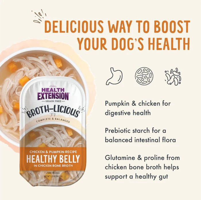 Health Extension Broth-Licious Healthy Belly Chicken & Pumpkin Bone Broth Topper (3.5oz)