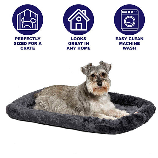 Midwest QuietTime Sheepskin Pet Bed Gray 24x18