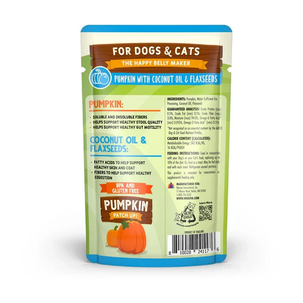 Weruva Pumpkin Patch Up! Pumpkin with Coconut Oil & Flaxseeds Wet Dog & Cat Pouch (1.05oz)